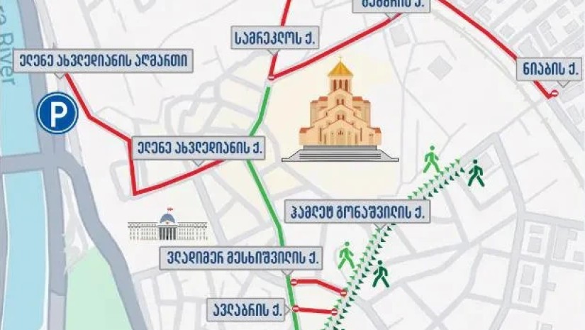 პატრიარქის არჩევნების გამო სამების ტაძრის მიმდებარედ მოძრაობა შეზღუდულია