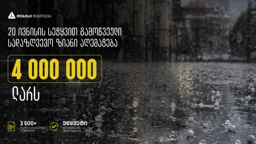 20 ივნისის სეტყვით გამოწვეული ზიანი თიბისი დაზღვევაში 4 მილიონ ლარს აღემატება