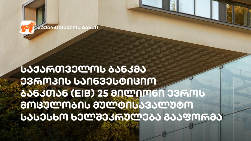 "საქართველოს ბანკმა" EIB-თან 25 მლნ ევროს მოცულობის მულტისავალუტო სასესხო ხელშეკრულება გააფორმა 
