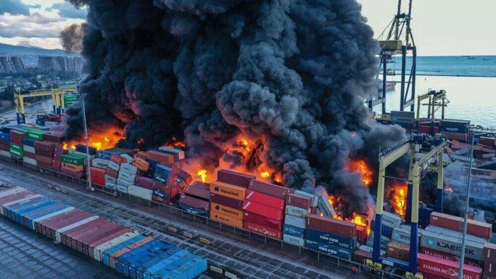 Turkey’s Iskenderun port on fire after quake